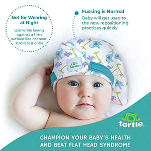 TORTLE Repositioning Beanie,  Adjustable Head Support Prevents Flat Head, FDA Cleared, Neck Positioner (Lucky Elephant)